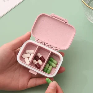 Mini three compartment medicine box